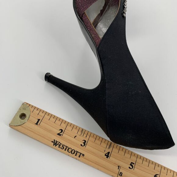 Vintage 1980s Stuart Weitzman High Heels Peep Toe Made in Italy 6.5 Purple Black - Picture 6 of 11